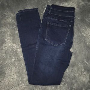 High waisted blue jeans